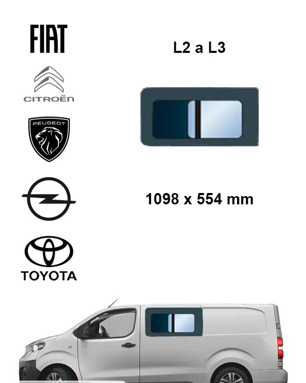 Bo�n� �av� posuvn� okno L2, L3 | Citroen Jumpy / Peugeot Expert / Fiat Scudo / Opel Vivaro / Toyota Proace