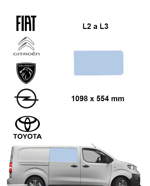 Bo�n� prav� pevn� okno L2, L3 | Citroen Jumpy / Peugeot Expert / Fiat Scudo / Opel Vivaro / Toyota Proace