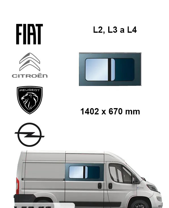 Bo�n� prav� posuvn� okno L2, L3 a L4 | Citroen Jumper / Peugeot Boxer / Fiat Ducato / Opel Movano