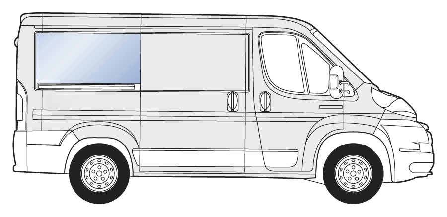 Bo�n� zadn� prav� pevn� okno JUMPER BOXER DUCATO MOVANO TOYOTA PROACE MAX 8m3, d�ka L1