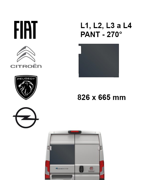 �av� pevn� okno kr�dlov�ch dver�  - Citroen Jumper / Peugeot Boxer / Fiat Ducato / Opel Movano (L1H1-L4H3) | 270�  tmav�