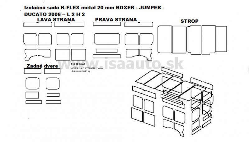 Izolan sada nkladovho priestoru BOXER - JUMPER - DUCATO 2006--    20 mm    L 2 H 2